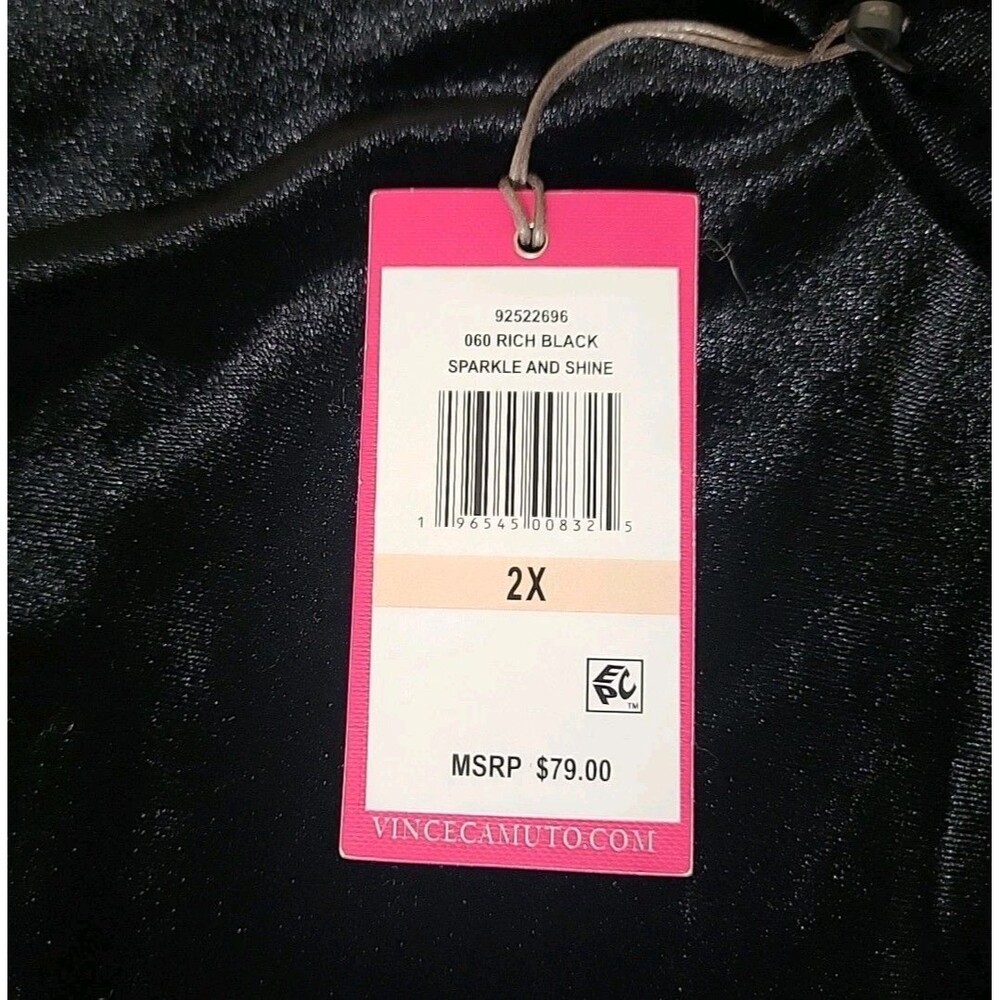 Vince Camuto Womens Plus 2X Velvet Open Front Chic Cardigan layer Black New $79 - Picture 2 of 7